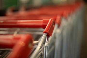 Trolley for goods. Shopping cart. Store details.