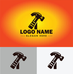 Hammer logo icon house repair tools construction thor icon vector for business app silhouette logo template