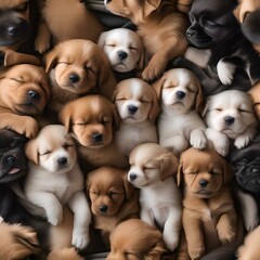 A group of puppies cuddled up together, sleeping in a pile4