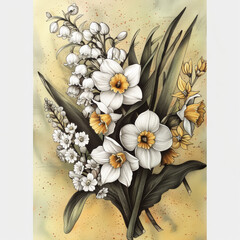 flower, floral, vector, nature, pattern, leaf, illustration, drawing, design, vintage, spring, plant, art, decoration, blossom, sketch, summer, seamless, branch, element, flowers, black, beauty, flora