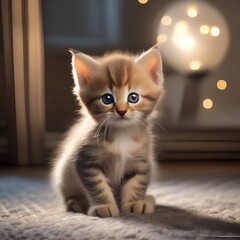 A curious kitten with a playful expression, batting at a toy3
