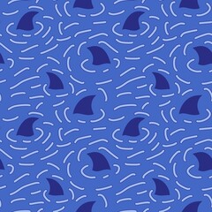 Summer print animals dolphin seamless shark fin pattern for fabrics and wrapping and kids clothes and beach textiles