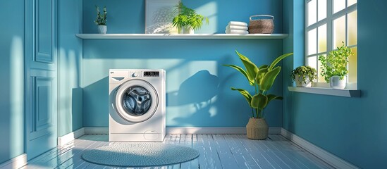 Laundry room interior with washing machine