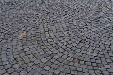Paris, France - April 2, 2024: A close-up of the cobblestones of the Champs-Elysées.