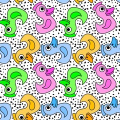 Cartoon animals birds seamless ducks pattern for wrapping paper and kids clothes and summer print
