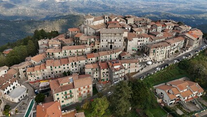 Capranica Prenstina, in Lazio, Italy. Aerial View.