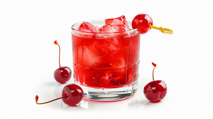 Maraschino cherry candy cocktail isolated on white background - obrazy, fototapety, plakaty
