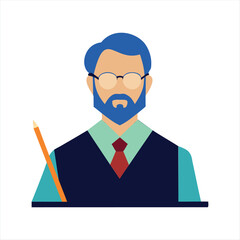Professional Man with Beard and Glasses Avatar Illustration