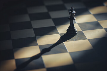 A king chess figure standing on a chessboard - 782503266