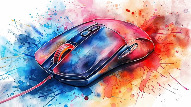 Watercolor keyboard mouse clipart