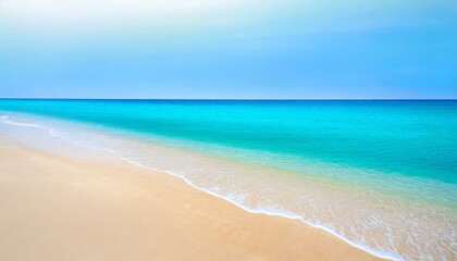 Background, summer, white sand beach, blue sea spreading on the sand beach, crisp and clear, gradation