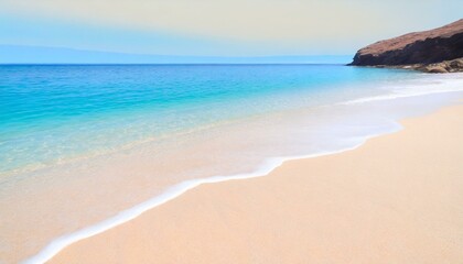 Fototapeta premium Background, summer, white sand beach, blue sea spreading on the sand beach, crisp and clear, gradation