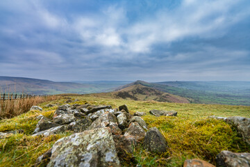 Fototapeta na wymiar The Great Ridge landscape of Mam Tor hill. Peak District. United Kingdom