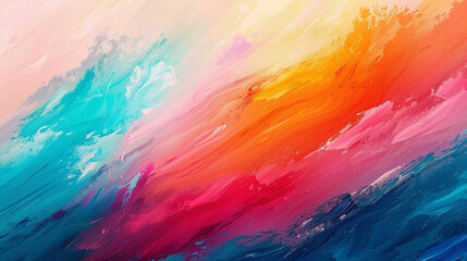 Bold strokes of vibrant color blend seamlessly, creating an energetic gradient pattern. - obrazy, fototapety, plakaty