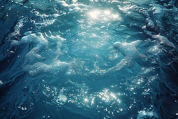 Fototapeta na wymiar Sunlight reflecting on electric blue water creating beautiful patterns
