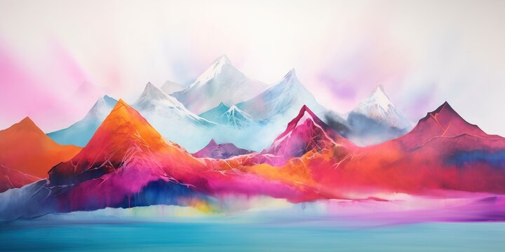 Abstract mountain landscape with vibrant colors -, concept of Surrealism