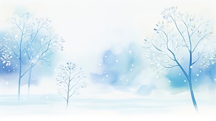 Winter Frost, Winter frost, crisp whites & cool blues, cartoon drawing, water color style.