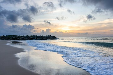 sea, sunset, water, sky, ocean, beach, clouds, landscape, sunrise, nature, sun, island, horizon,...