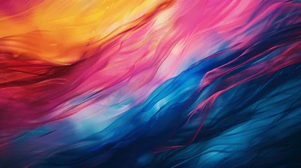 Foto op Canvas Bold strokes of vibrant hues converge fluidly, creating a captivating gradient wave that adds movement and dynamism to the scene. © Hamza