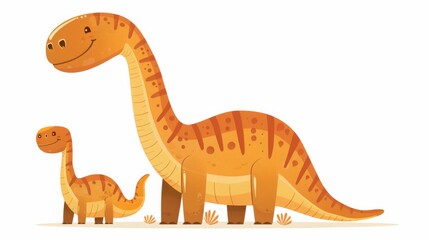A cheerful illustration of two cartoon dinosaurs with vibrant colors and a friendly appearance, perfect for children's media