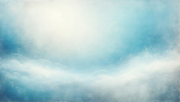 A serene blue textured background with white clouds at the bottom, suggesting a calm sky.