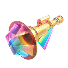 Shiny item displaying a colorful diamond with rainbow hues reflecting on it Isolated on transparent