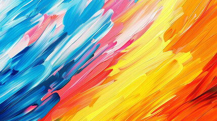 Bold strokes of vibrant hues converge fluidly, producing an energetic gradient pattern. - obrazy, fototapety, plakaty