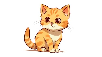 Cute orange cat in hand drawn style isolated on white background.