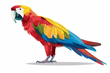 Fototapeta premium This digital artwork captures a Macaw Parrot in full profile with bright yellow, red, and blue feathers, reminiscent of vector graphics