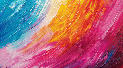 Bold strokes of vibrant hues converge fluidly, creating a captivating gradient effect.