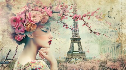 spring in paris with fashionable woman