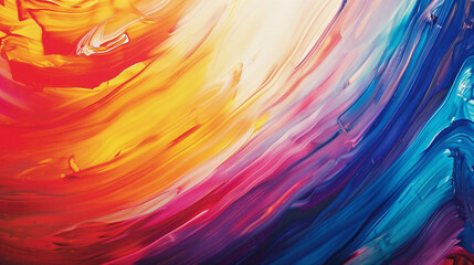 Bold strokes of vibrant hues converge gracefully, producing an energetic gradient pattern.