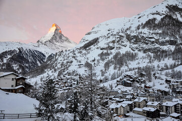 Matterhorn at sunrise from Zermatt, Switzerland