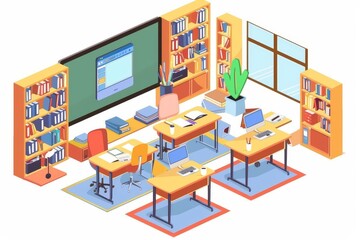 Colorful Digital Classroom Illustration