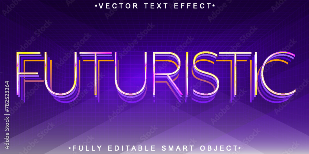 Poster thin shiny futuristic vector fully editable smart object text effect