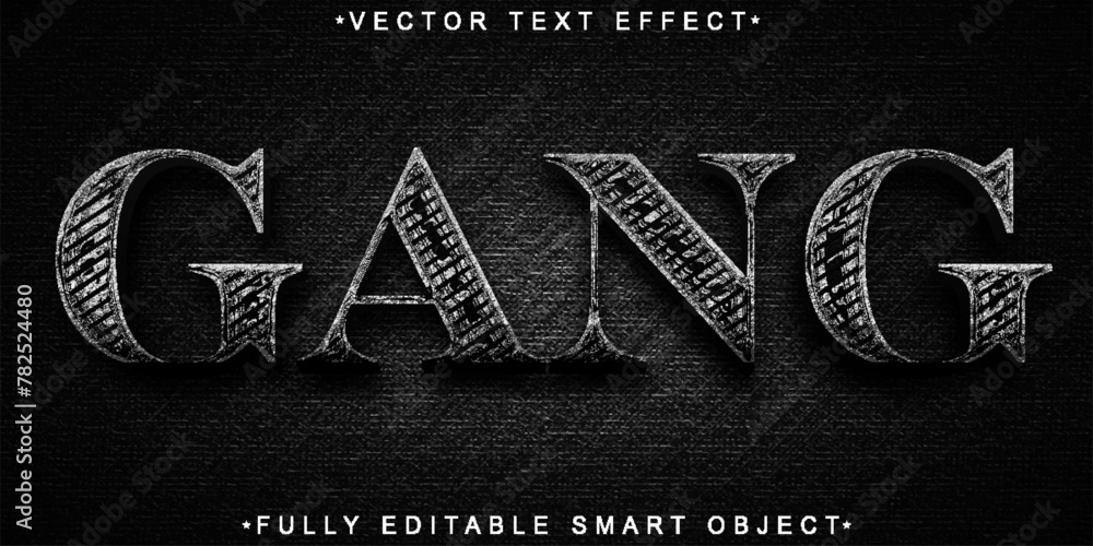 Aufkleber silver dark gang vector fully editable smart object text effect