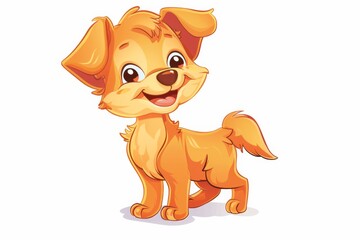 A happy puppy with a mischievous grin, this cartoon illustration captures the essence of youth and cheerfulness