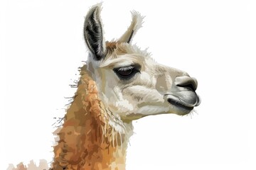 Fototapeta premium Detailed image focusing on the head of a llama, displaying its curious gaze and the intricate fur texture