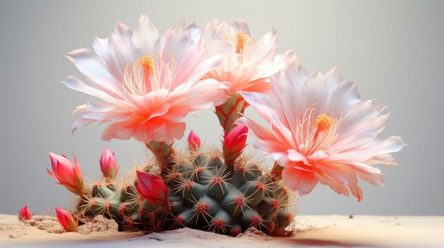 A beautiful close up of a pink cactus flower in the desert
