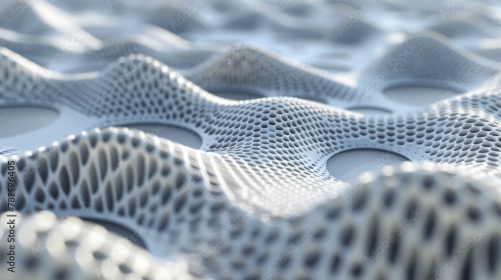 Aufkleber A digital render of a fluid mesh texture in blue and white hues, symbolizing fluidity and digital connectivity