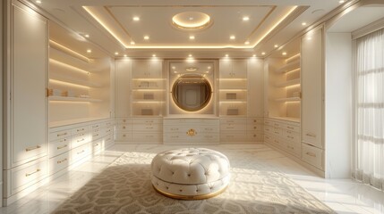 Elegant White Dressing Room Interior with Modern Design