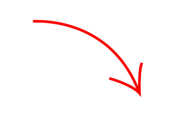 red curve arrow graph down direction transparent background