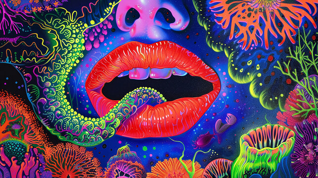 beijo neon psicodélico 