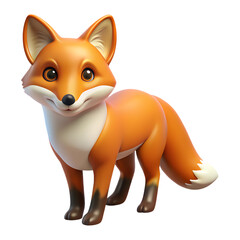 Obraz premium Cute cartoon fox standing with a bright orange coat