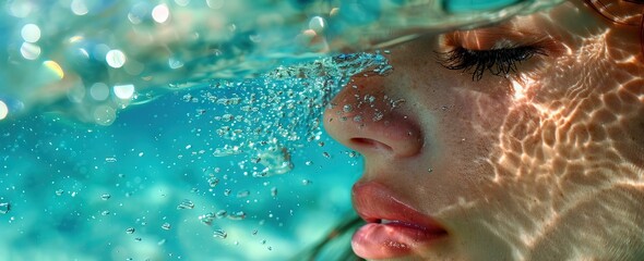 Woman With Red Lipstick Underwater