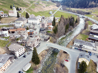 The mountain village of Splugen in Switzerland