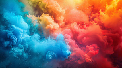 Colors burst with energy agnst a vivid background. - obrazy, fototapety, plakaty