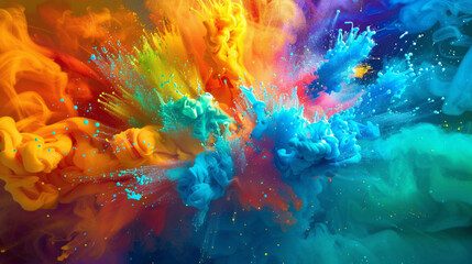 Colors burst with energy agnst a vivid background. - obrazy, fototapety, plakaty