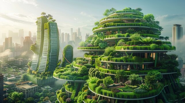Eco-City Dusk: Future of Urban Green Living