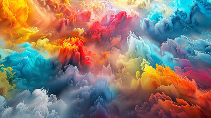 Colors collide and blend, resulting in a vibrant and dynamic backdrop. - obrazy, fototapety, plakaty